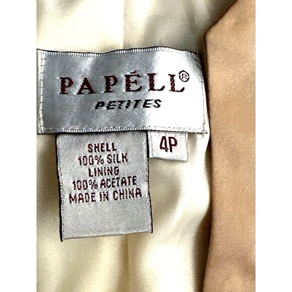 Papell Petites 4P Ivory Silk Beaded Jacket Textured Vintage Cocktail City Chic - Picture 10 of 12